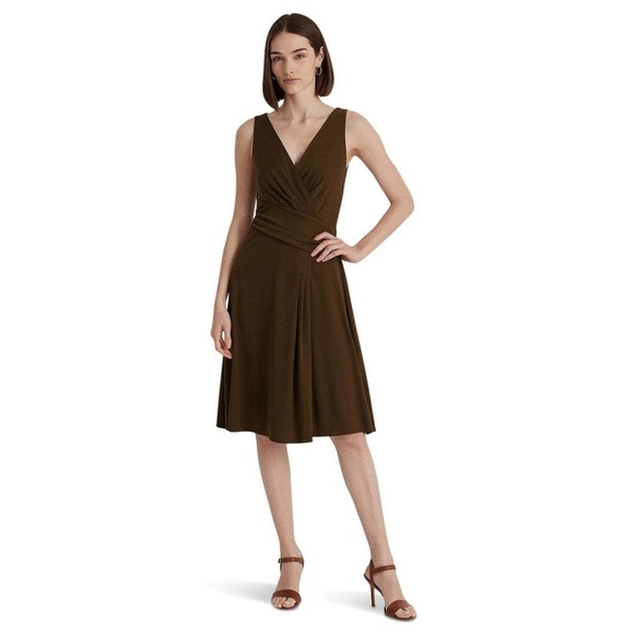 NWT Lauren Ralph Lauren Sleeveless Surplice Jersey Dress in